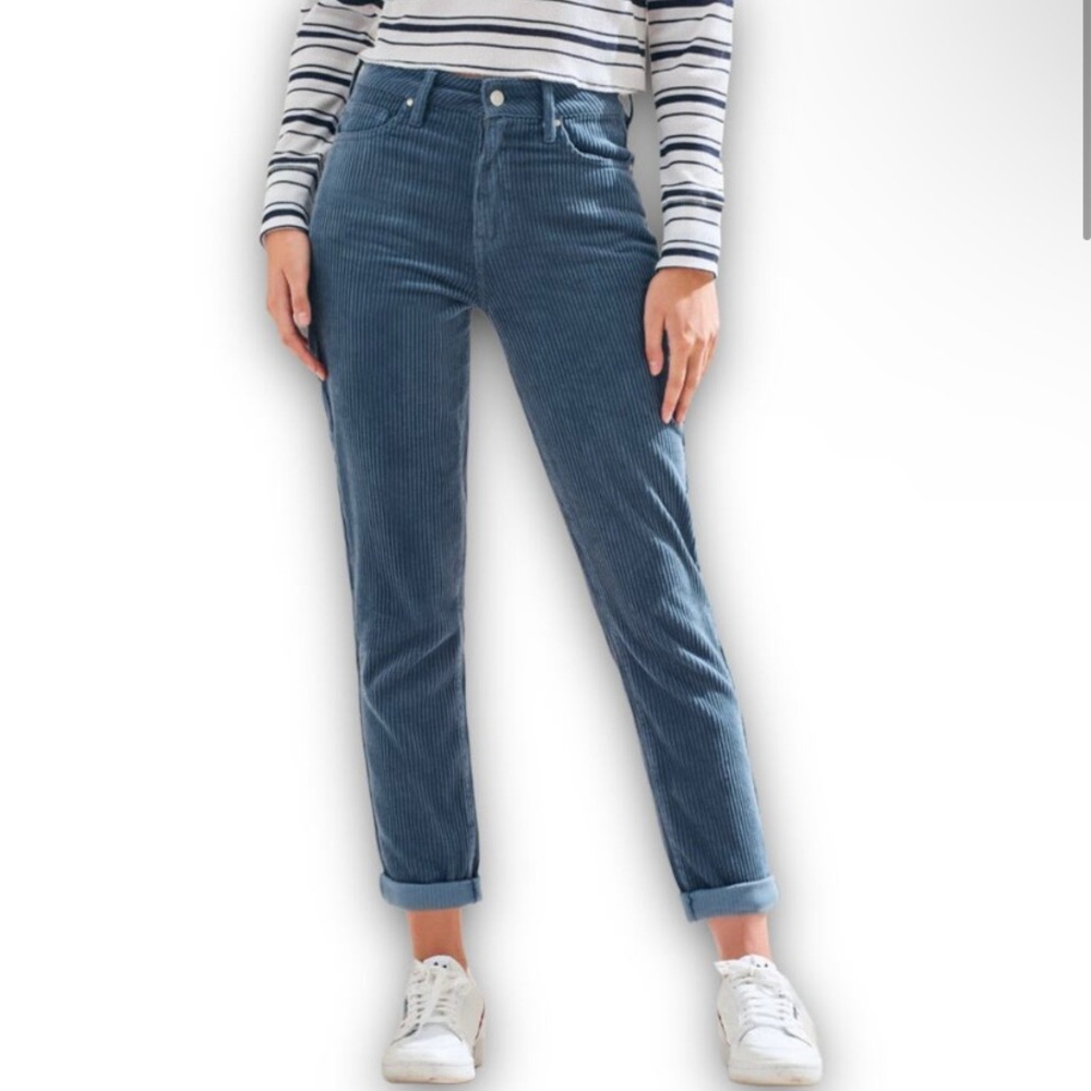 ❤️❤️PacSun Slate Blue Corduroy High-Waisted Straight Leg Short -Length Mom Pants
